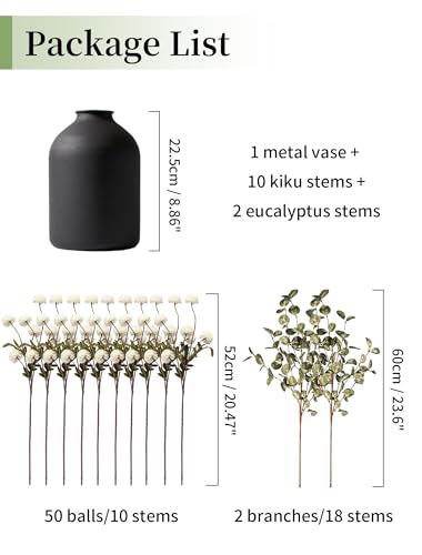 BLOSMON Fake Mum Flowers in Vase, White Dining Table Centerpiece Decor - color: White