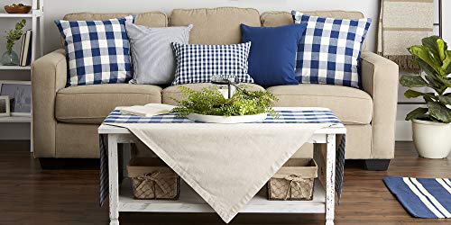 DII 100% Cotton Buffalo Check Pillow Cover Set, Navy & Cream, 20x20, 2 Piece - color: Navy & Cream
