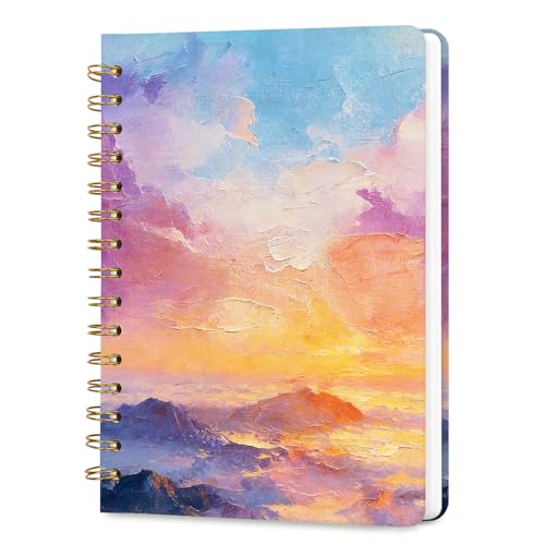 Lined Spiral Journal Notebook for Work A5, 160 Pages, Mountains and Sunrise - color: Mountains and the Sunrise