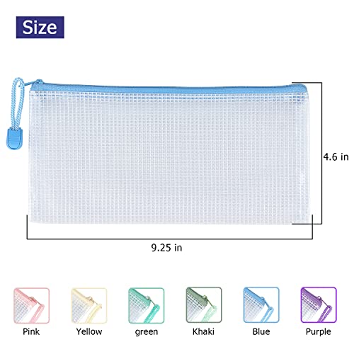Tamaki 6 Pack Small Mesh Zipper Pouch Bags A6 Size - color: 6 Pack Macaroon