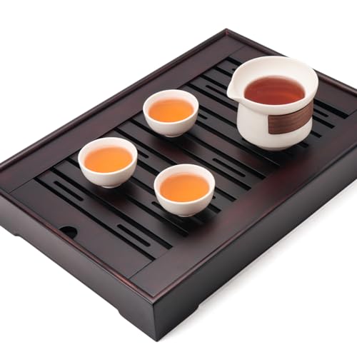 Gongfu Tea Tray, Bamboo Tea Tray,Gongfu Tea Table Tray with Reservoir -XL - size: 15.6" x 10.9" x 2"