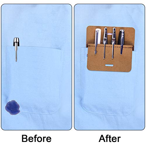 Wisdompro Pocket Protector, 3 Pack PU Leather Heavy Duty Pen Holder Pouch - color: Brown