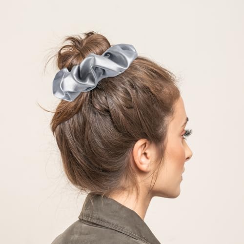 Scrunchies for Women Girls 6Pcs Grey Fuzzy Scrunchies for Thick Hair Ultra Textured Soft Corduroy Scrunchy Hair Ties Neutral Elastic Hair Bands Ponytail Holders Bulk Cute Hair Accessories - color: C-Grey 6PCS