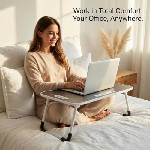 BUYIFY 23" Foldable Lap Desk for Laptop Writing w/Cup Holder Black - color: Black-gold