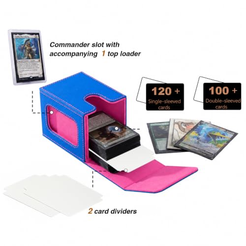 Venssu MTG Deck Box with Commander Display, Fits TCG Cards (Blue&Pink) - color: Blue&Pink