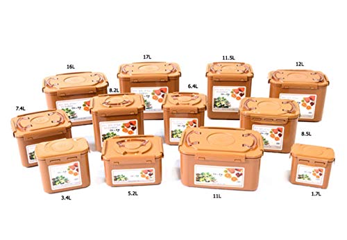E-Jen Premium Kimchi, Sauerkraut Container Probiotic Fermentation with Inner Vacuum Lid (Earthenware Brown, 0.45 gal/ 1.7L) - color: Earthenware Brown, size: 0.45 gal