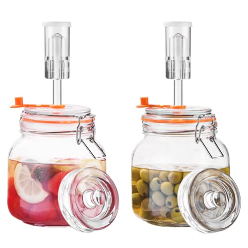 JILLMO 1L Square Fermentation Jar Kit with Airlock & Weight, 2 Pack - size: 1 Liter