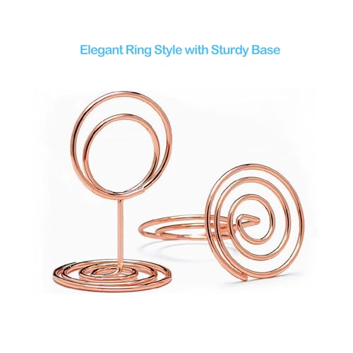 Jofefe 20pcs Mini Place Card Holders, Cute Table Number Holders, Small Table Card Holder Tables Number Stands, Wire Photo Picture Menu Clips for Wedding centerpieces, Anniversary Party (Rose Gold) - color: Rose Gold