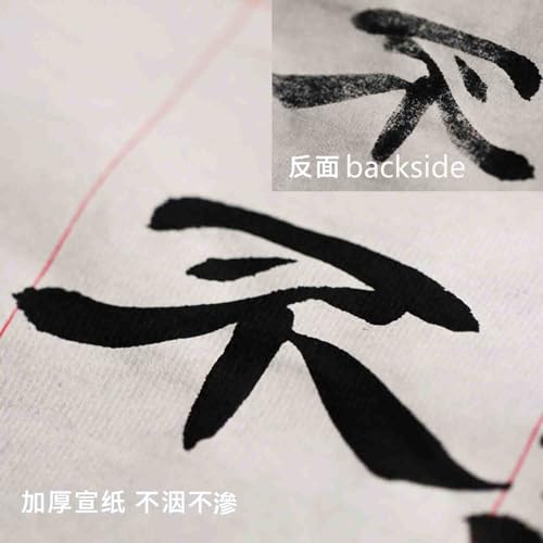 KYMY Chinese Japanese Calligraphy Paper with Grids, Sumi Paper/Rice Paper for Writing Painting Practice Students Beginning, Chinese Brush Ink Xuan Paper 100 Sheets (9 cm(3.54") /Grid) - size: 9 cm(3.54") /Grid