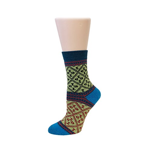 Bowbear Women’s 5-Pair Vintage Pattern Wool Socks - color: Emblem, size: 9-11