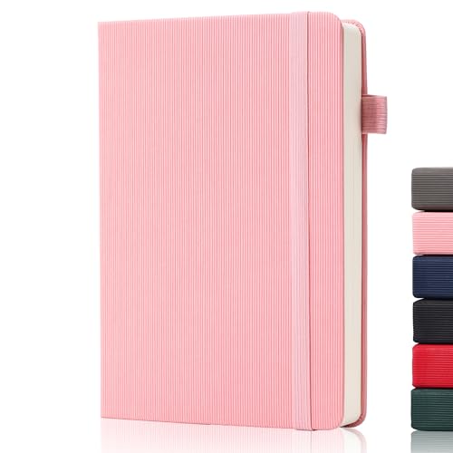 BOBO RABBIT Lined Journal Notebook for Work 100 GSM Thick Paper 300 Pages College Ruled A5 Notebook Hardcover Leather Journal for Writing School Office, 5.63"x8.43" - color: A-Pink