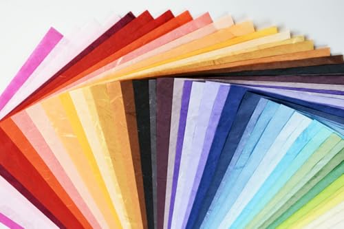 A4 Size 40 Mulberry Paper Japanese Handmade Assortment – Multicolor Origami & Craft Pack – Quality Fiber Sheets for Origami, Paper Art, Crafts & DIY Projects (A4 / 8.27 x 11.69 in) - color: A4 / 8.27 x 11.69 in
