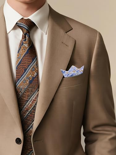 Luckyvestir Floral Pocket Squares for Men Cotton Flower Handkerchief Formal Wedding Party Graduation - color: Blue