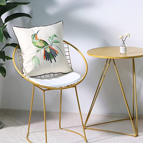 Set of 2 Embroidered Decorative Throw Pillow Covers Couch Square Pillowcases Cushion for Bedroom Sofa Farmhouse Decor 18x18 Inch (Hummingbird) - color: Hummingbird