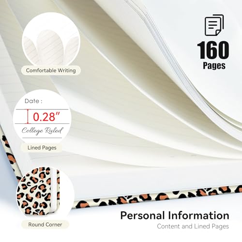 Lined Spiral Journal Notebook for Work A5, 160 Pages, Leopard Pattern - color: Leopard Pattern