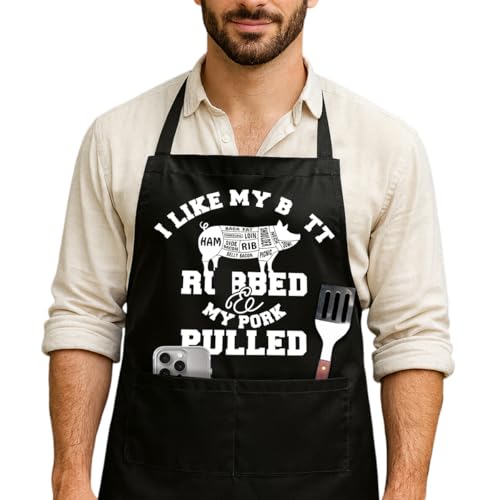 Funny Black Grill Apron with Pockets for Man,Dad,Husband,Father in Law,Chef Daddy Grilling Apron BBQ Cooking Gifts - color: Funny Dirty Apron-1