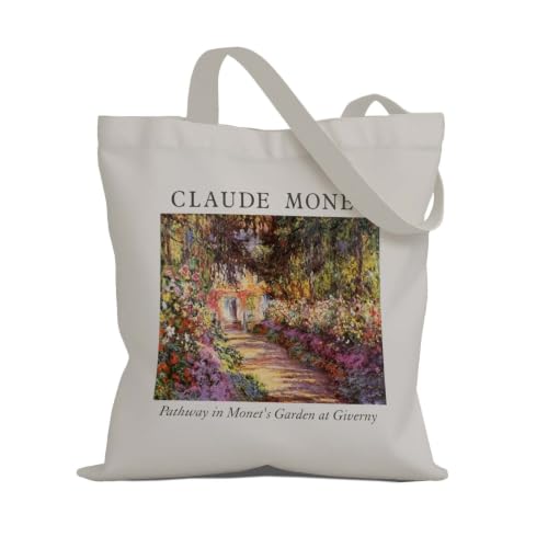Art Canvas Tote Bag,Art Lovers Gifts,Aesthetic Tote Bag for Women. - color: White - Monet -4