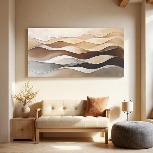 Brown White Abstract Canvas Wall Art Decor For Living Room Prints 20"×40" - color: LAI-11A, size: 40"L x 20"W