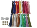 4.3'' Assorted Leather Tassels 20Pcs with Silver Caps - color: Mixed