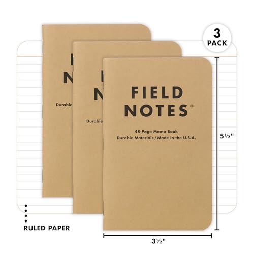 Field Notes: Original Kraft 3-Pack - Ruled Paper Memo Books - Lined 48 Page Pocket Notebooks - 3.5" x 5.5" - color: Ruled Paper