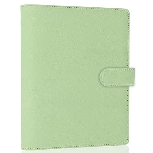 Antner A5 Binder 6 Ring Refillable Notebook Planner Cover for Cash Organizer, PU Leather Loose Leaf Photocard Holder Aesthetic Small Binder for A5 Planner Inserts with Magnetic Buckle, Matcha Green - color: Matcha Green