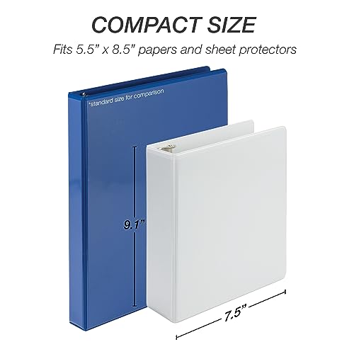 Samsill Economy 2 Inch Mini 3 Ring Binder, Round Ring Binder, Holds 5.5 x 8.5 Inch Documents, Customizable Cover, 2" View, 6 Pack, White - color: White, size: 2" View, style: 6-Pack