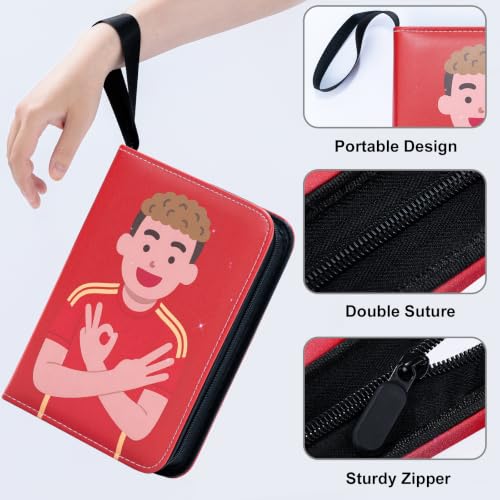 400 Pockets Soccer Card Binder, Portable Waterproof PU Storage Album,S833 - color: Soccer05-400