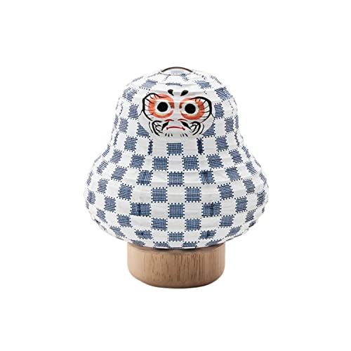 IPPINKA Cocolan Japanese Lantern Paper Lamp - Table Lamp - Cordless LED Mini Bulb - Handmade in Japan - Daruma Good Luck Charm