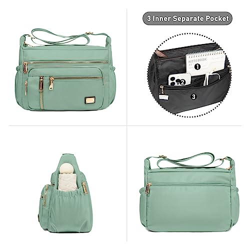 NPBAG Crossbody Bag for Women, Shoulder Purse Handbag Messenger Bag, Trendy Pocketbooks, Waterproof and Multi-Pockets - color: Light Green
