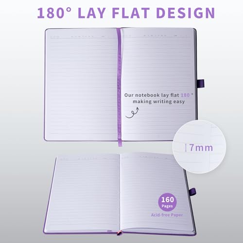 Hardcover Notebooks, A5 Lined Journals Notebook for Writing 160 Pages - color: Lavender Purple, size: 1 Pack