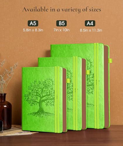 PAIBAS Lined Journal Notebook with 300 Page Numbered Pages, Vintage Leather - color: Light green, size: A5 (5.8in x 8.3in)