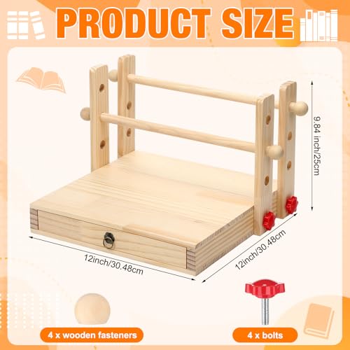 Novabright Book Folding Tools with Drawer Wooden Book Decorative Folding Stand 12" x 12" Multipurpose Portable Adjustable Fold Stand with Storage Function for Xmas Gift, Books not Included - style: Drawer