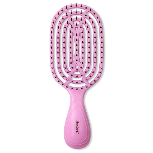 NuWay 4Hair® Junior C® - Compact Size Professional Curved Hairbrush - Vented Design Delivers Smoothing And Volumizing Quick Dry - Heat Resistant Bristles For Wet & Dry- Baby Pink - 1 Pc - color: Baby Pink