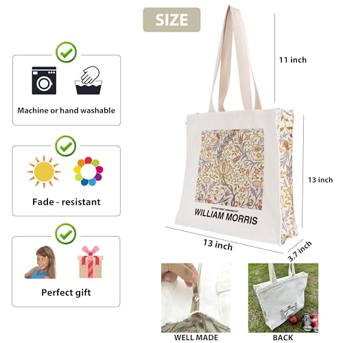 Canvas Tote Bag For Women With Zipper, Durable Portable Reusable Tote Canvas Bag, Tote Bag Aesthetic - color: Morris B