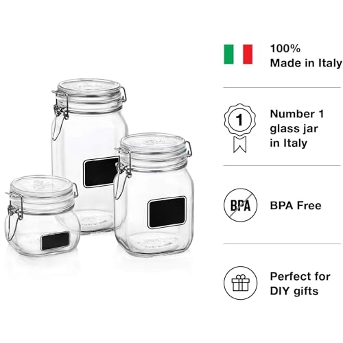 Bormiolio Rocco Jar with Chalkboard, 50.8 Oz - size: 50.75 oz., Single Jar