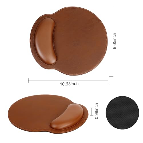 RICHEN Ergonomic PU Leather Keyboard Wrist Rest and Mouse Pad with Wrist Support, Memory Foam Set for Computer/Laptop,Gaming and Office, Comfortable for Easy Typing & Pain Relief (PU Brown) - color: Pu Brown