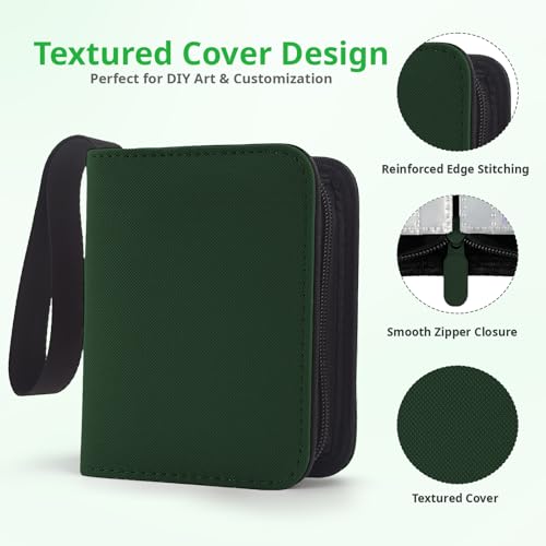 1 Pocket Card Binder with Zipper, 100 Pockets Mini Trading Card Album, Premium PU Leather Single Card Binder, Small Display Folder for TCG & Sports Cards - color: Forest Green, size: 1-Pocket