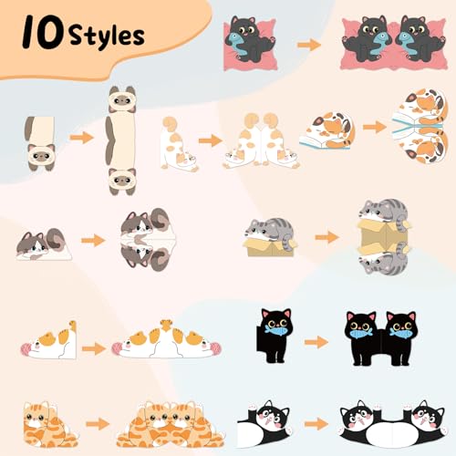 10Pcs Magnetic Bookmarks, Cute Cat Bookmarks - color: Cat