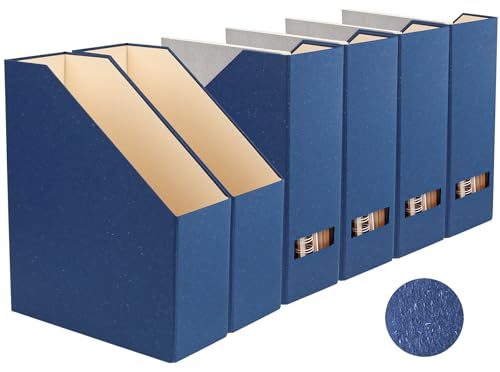 Magazine Holder - File Holder and Desk Organizer, Cardboard Book Organizer and Storage Box for Documents, Magazine Holder Rack for Office, Home and Classroom (Classic Blue, 6-Pack) - color: Classic Blue, 6-Pack