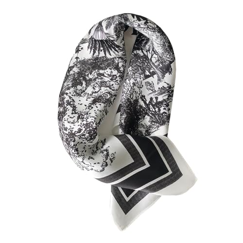 JERLA 100% Mulberry Silk Neck Scarf 21"x21" Small Square Scarfs for Women Gift Packed - color: Black Forest