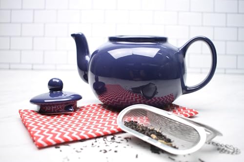 RSVP Large Stoneware 6-Cup Teapot, Blue - color: Blue, size: 42 oz