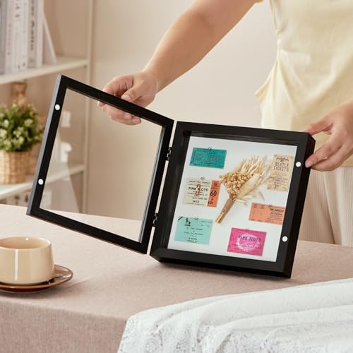 8x8 Black Deep Shadow Box Picture Frame with HD Clear Glass - color: Black, size: 8x8