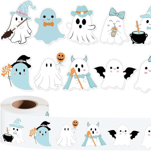Halloween Cute Ghost Cartoon Roll Stickers Decorative Craft Label Stickers - style: Cute Cartoon Ghost