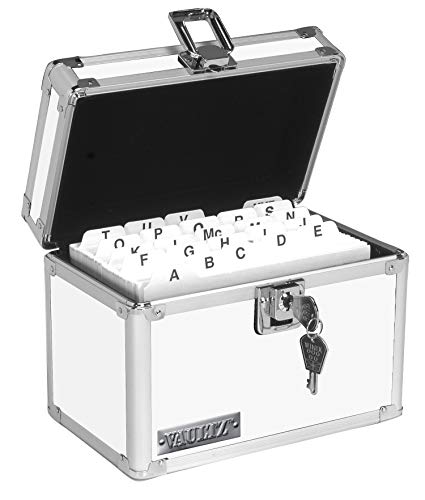 Vaultz Lockable Index Card Holder - Flash Card Organizer for Recipes, Passwords or Studying Holds 450 4x6 Notecards - Index Card Box Study Accessories, White - color: White, size: 4 X 6 Inch