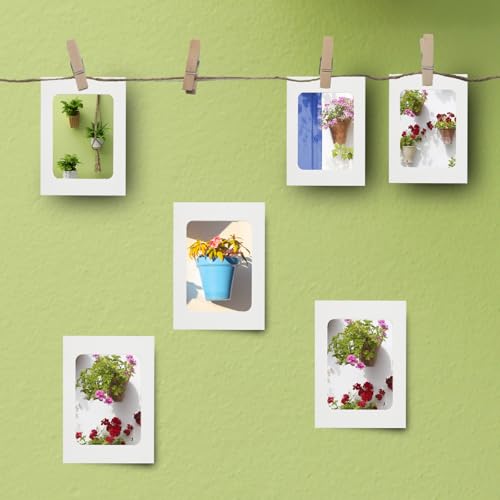 30Pcs 4x6Inch White Paper Photo Frames with String & Clips - color: White, size: 4x6inch