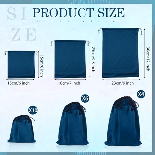 20 Pcs Satin Game Storage Bags for Women Men, S,M,L, Blue - color: Blue, size: S,M,L