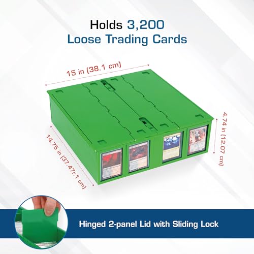 BCW Collectible Card Bin – Green | Holds 3200 Cards | Includes 4 Dividers | Storage for Pokémon, MTG & Sports Cards - style: Single