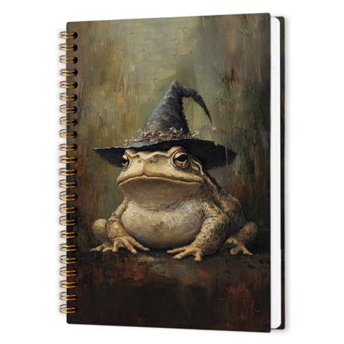 nvucamd Gothic Frog Spiral Notebook, Witchy Moody Frog Journal Notebook, Witchy Frogs Themed Journaling Notebooks, Gothic Halloween Frogs Gifts Office Supplies, 5.5x8.3Inch - color: frog