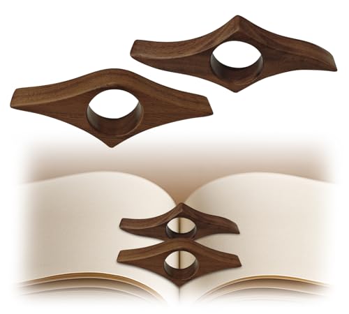 Thumb Book Page Holder, 2pcs Handmade Natural Walnut Thumb Bookmark, Book Opener Holder, Wood Page Clips, Smooth Finish Wood Reading Accessory, Perfect for Readers, Book Lovers, Bookworm (Walnut wood) - color: Walnut Wood