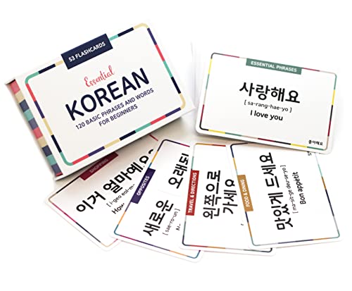 Korean Flashcards for Beginners – 120 Essential Dialogue Phrases & Words – Includes Hangul, Romanization, English, MP3 Audio, Gift Box - style: Gift Box
